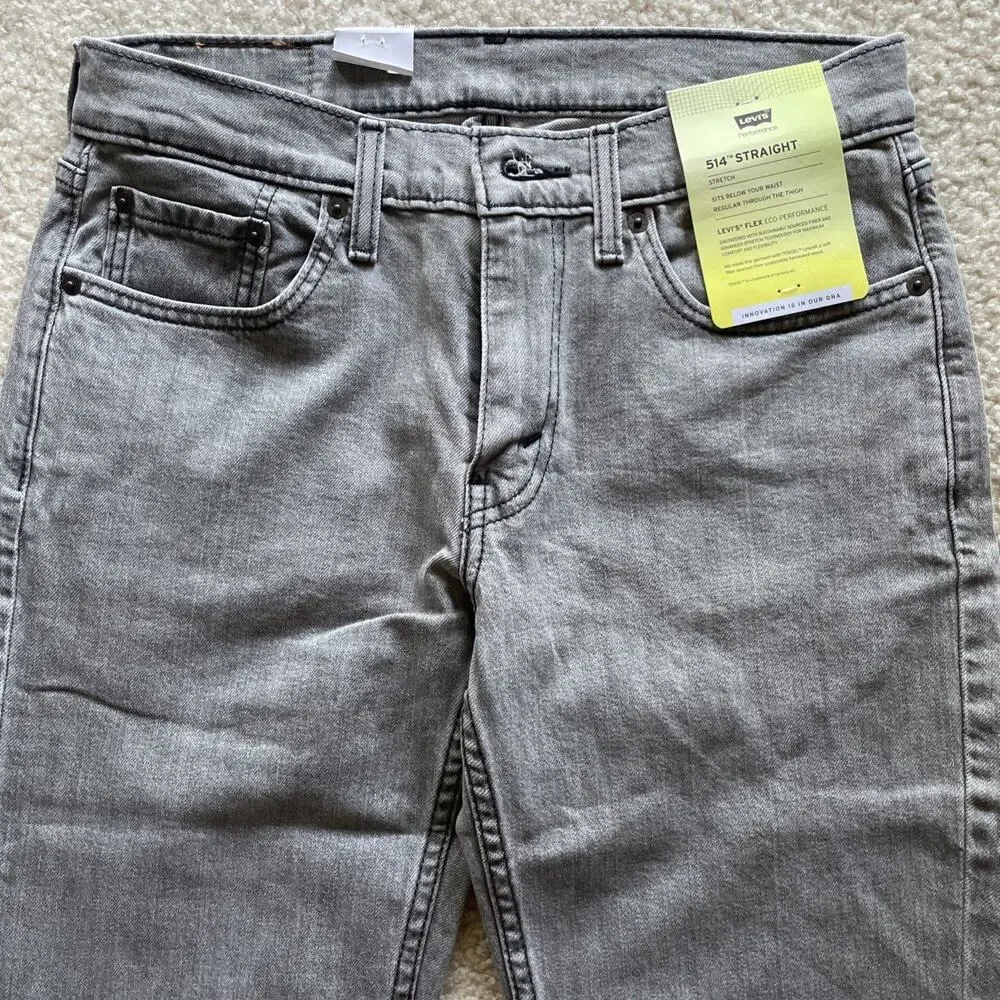 💛‎ Levis 514 Straight Jeans Mens 29x32 Gray NWT